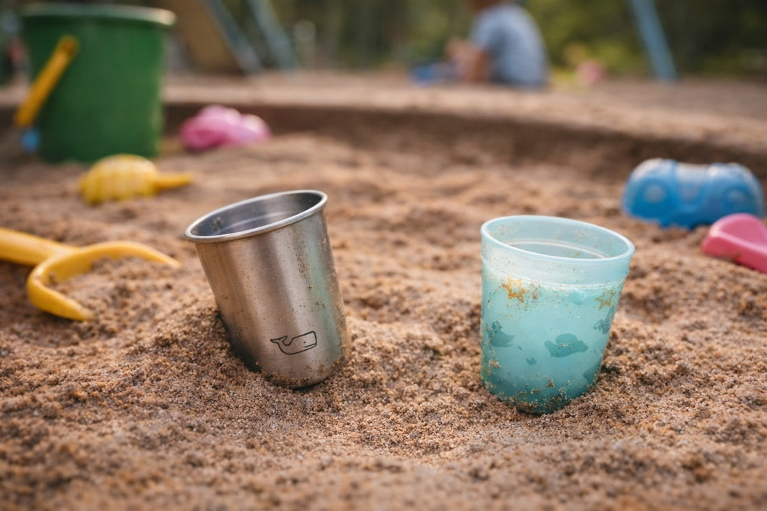 KiNDKiT Edelstahl Kinderbecher im Sandkasten Garten BPA-frei robust
