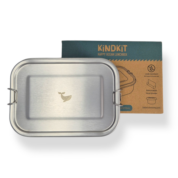 KiNDKiT Happy Whale Edelstahl Lunchbox 800ml mit Geschenkverpackung