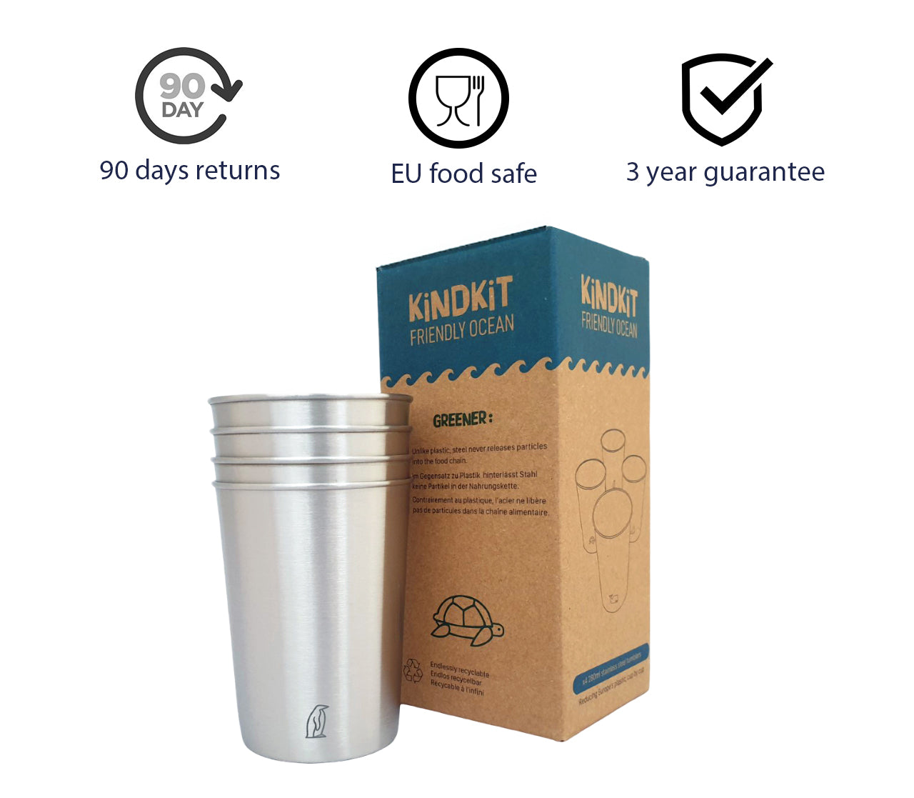 Edelstahl Kinderbecher Set 280ml (4er) – Ozeanfreunde