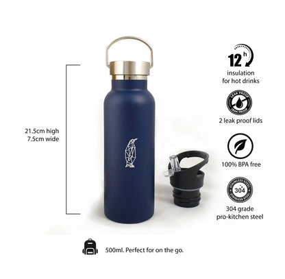 Geometric Penguin Stainless Steel Bottle – Modern Design, All-Day Hydration