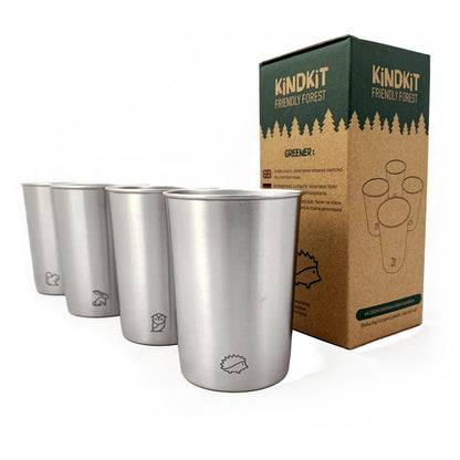 Edelstahl Kinderbecher Set 280ml (4er Set) – Waldtiere